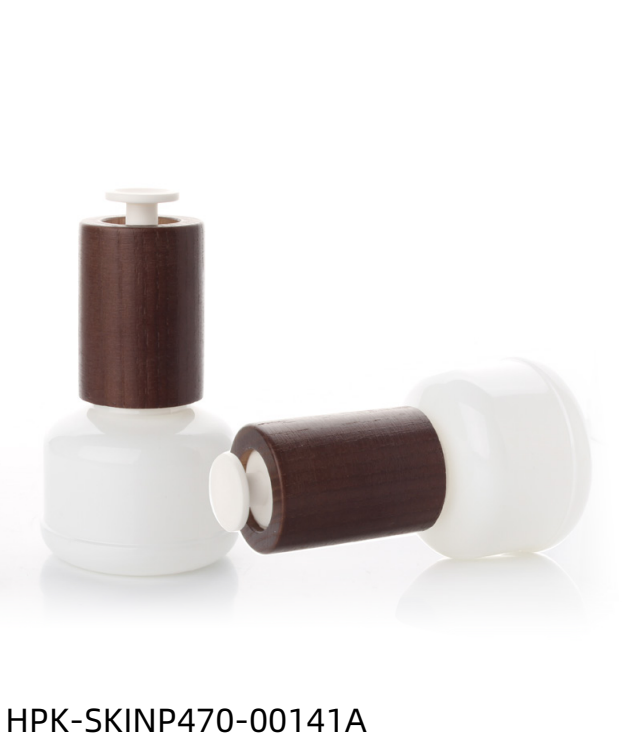 White/ Porcelain Glass Bottle with Wood T-shaped Push-button Pipette Cap